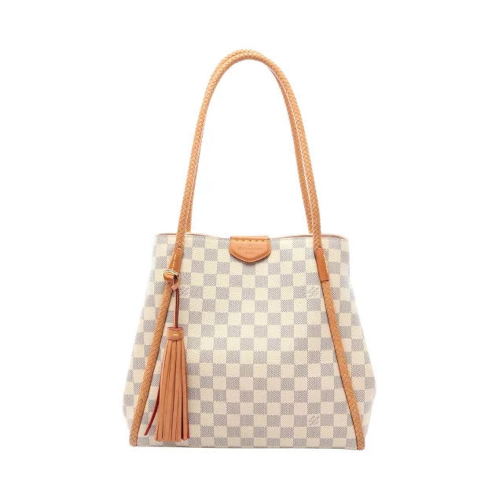 Louis Vuitton Propriano Damier Azur White Tote Bag Canvas Leather White